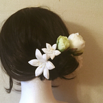 半額SALE＊白百合とアーティフィシャルフラワーのUピンセット