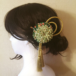 半額SALE＊つまみ細工＊ダリアとタッセルの髪飾り