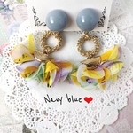 ＊blue- yellowシフォン＊イヤリング