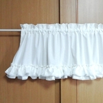 ♡幸せのカフェカーテン♡ダブルフリル&レース ウェディングドレス風 オフホワイト 無地 