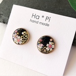 再販▷和【黒×桜】丸 ピアス/イヤリング