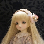 ドール用 ヘッドドレス ピンクベージュリボン薔薇 SDMサイズ