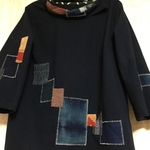 手作り 安曇野木綿  藍  絵絣  刺し子  トップス
