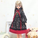 フリルカラーワンピース　チャコールグレー＊27cmドール