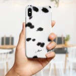 【iPhoneXS】【iPhoneXR】対応 スマホケース〈ダルメシアン〉ファー〈わんこ〉犬 お揃い ペア 名入れ iPhone iPhoneXS iPhoneXR おそろい 送料無料