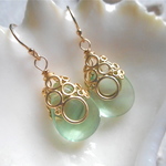 ☆再販☆　　海の泡フローライトドロップのピアス　 14kgf