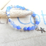 Dragon Agate Ocean Bracelet with starfish--blue