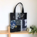 ミナペルホネン 青のシンプルバッグ patchwork garden
