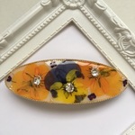 ビオラの押し花バレッタ