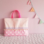 pink帆布のgirlyなレッスンバッグ　(受注製作)