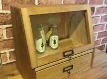 ショーケース  ひきだし付き アクリルガラスタイプ 木製 カフェ風