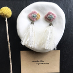 静かな海（刺繍とビーズのピアス/イヤリング）