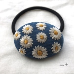 花咲く 刺繍ヘアゴム 4.5  ブローチへ変更可能☆