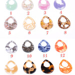 A1323-a_2   20個  アクリルパーツ 抜き雫 28×36mm 1穴 全31色 No.1-16  2X【10ヶ】