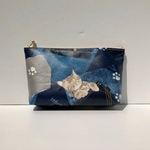 かわいすぎる❤️ブルーデニムねこ柄マチありポーチ