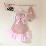 キッズエプロン リネンドットオリジナルりぼん付き