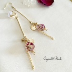 【送料無料】❤️rose flower Druzy風　樹脂ポストピアス/ばね式イヤリング❤️
