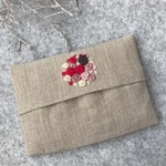 リネン刺繍テッシュケース
