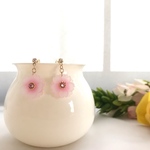 ＊一粒ビジューと八重桜(小)のピアス＊