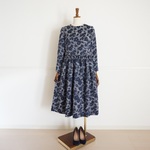 ★SALE★春待ち お花ツイード ワンピース38紺