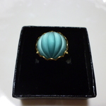 ヴィンテージ マット リブガラス モンタナブルー リング