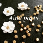 【10個】6×6㎜ gold 花芯 カボション