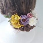 卒業式・成人式　ラナンキュラスとアジサイの髪飾り　藤色 