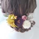 卒業式・成人式　ラナンキュラスとアジサイの髪飾り　紫 