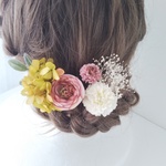 卒業式・成人式　ラナンキュラスとアジサイの髪飾り　ピンク 