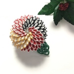 《赤色・黒色・黄色》大輪のうずまきお花の髪飾り★つまみ細工☆着物☆七五三☆成人式☆卒業式