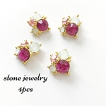 【new】 stone jewelry   ホワイトオパール×フューシャピンク
