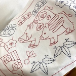 刺し子ふきん★干支モチーフ(いのしし)