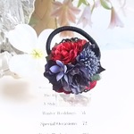 *＊Kazariya*＊Flowerart。。*赤い薔薇のナチュラルモダンなお花のヘアゴム*