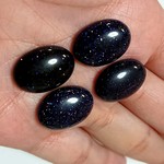 4PCS　少し難アリ　真夜中の星空のようなブルーサンドストーン　オーバルカボションﾙｰｽ(無穴）20X15X6MM