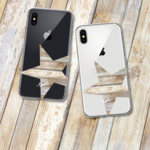 iPhone11/iPhone11Pro/iPhone11ProMax/iPhoneXS/iPhoneXR 対応 クリア スマホケース〈ウッド〉ワンスター〈星〉お揃い ペア 名入れ おそろい メンズ