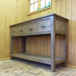 【rasipon様専用】ハンドメイド家具 キッチンワゴンロング キッチンラック 作業台 キッチン収納 木製 無垢 ウォールナット ブラウン 幅120㎝ 【送料無料】