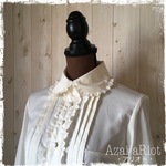 【３色展開】タックが綺麗なフラットカラーブラウス（長袖）生成【S/M/L/LL/3L/5L】