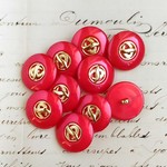 ■再販■10個入■13mm■ビンテージボタン (パールレッド)　アクセサリーに最適!!　［1227 13] 
