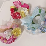 つまみ細工和風花冠3色