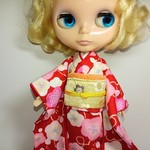 ブライス 着物 リカちゃん 着物 振袖 赤 梅 お正月