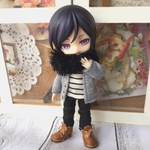 オビツ11サイズお洋服＊スヌード×カーディガン×タンクトップ×デニム4点セット