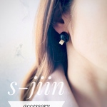 オニキス風小ぶりピアス  イヤリング