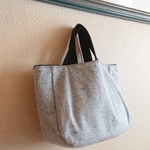 【訳有り】M☆ラウンドバッグ👜ウール ツィードグレー系