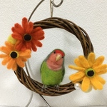 コザクラインコのリース♪羊毛フェルト