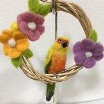 コガネメキシコインコのリース♪羊毛フェルト