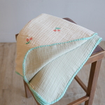 ♡さくらんぼ刺繍のブランケット大（ミントステッチ）