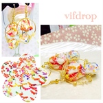 【白 虹色梅松吉祥柄】紙風船とカラフルトンボ玉・天然石シトリンの和ピアス