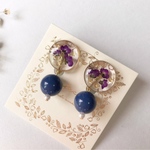 【再々々販】アリッサム クリア  イヤリング【Purple Navy】