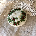 🍓木いちご刺繍のブローチ🍓