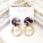 【purple】ペンタゴンリング  × コットンパール ピアス／イヤリング
